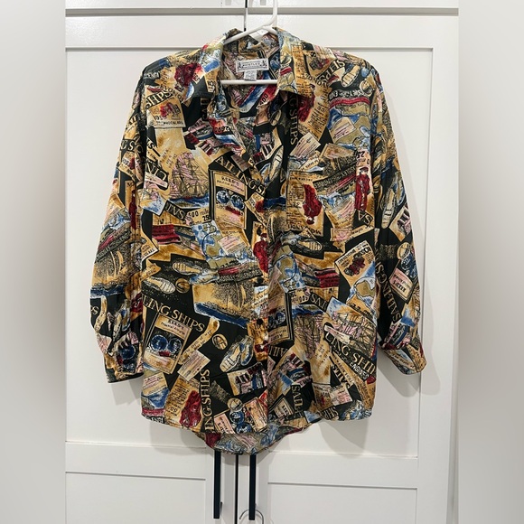 Whistles Vintage Women's Nautical Silk Blouse Size medium - Picture 1 of 10